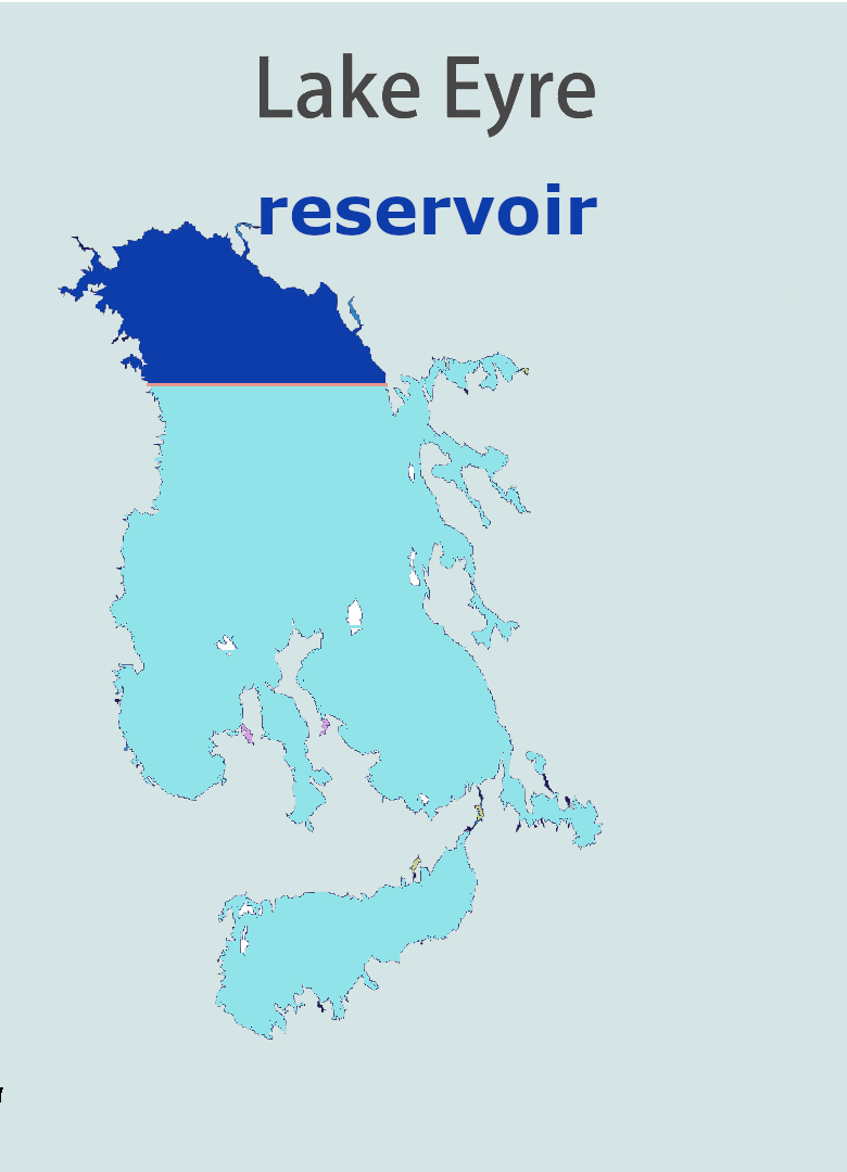 Lake Eyre: Northern basin reservoir (dark blue).